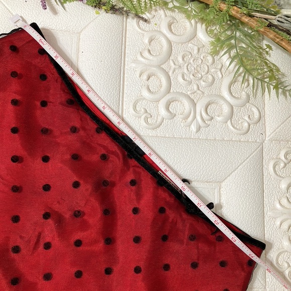 Vintage 90’s Black Mesh Polka Dot A-Line Skirt with Red Satin lining size S - Picture 5 of 6